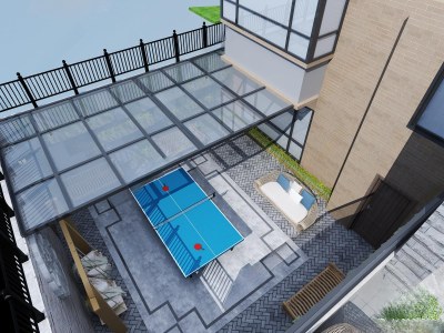 现代别墅休闲庭院3D模型下载